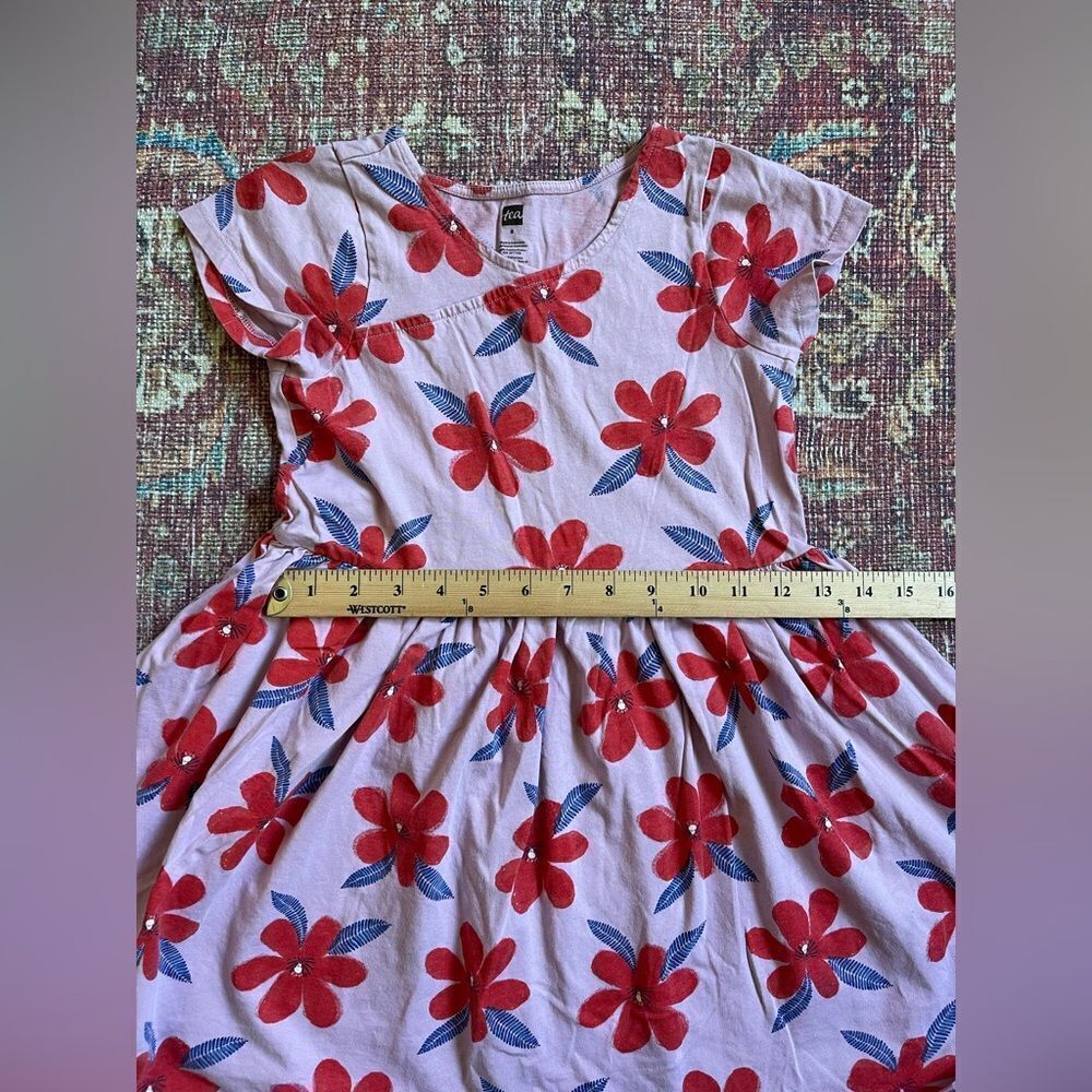 Tea size 8 Floral Kids Dress in Pink, Red and Blue - Picture 3 of 8